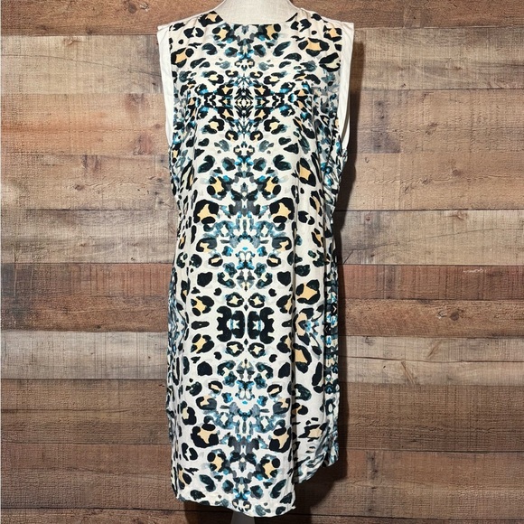 BROCHU WALKER Dallan Silk Leopard Animal Print Sheath Dress size L Work Office - Picture 11 of 11